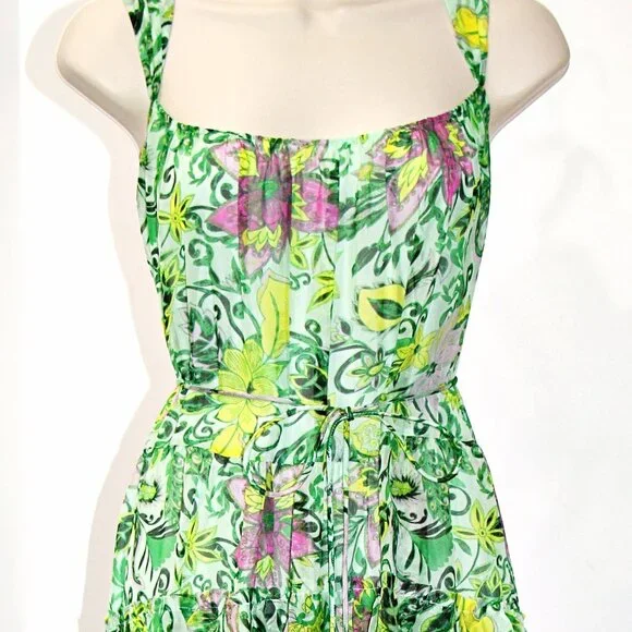 Diane von Furstenberg Modena Silk-Blend Dress in Garden Paisley Mint sz L $698